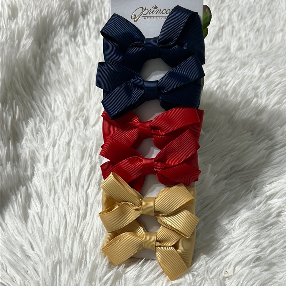 Vibrant Blue and Red Satin Hair Bows